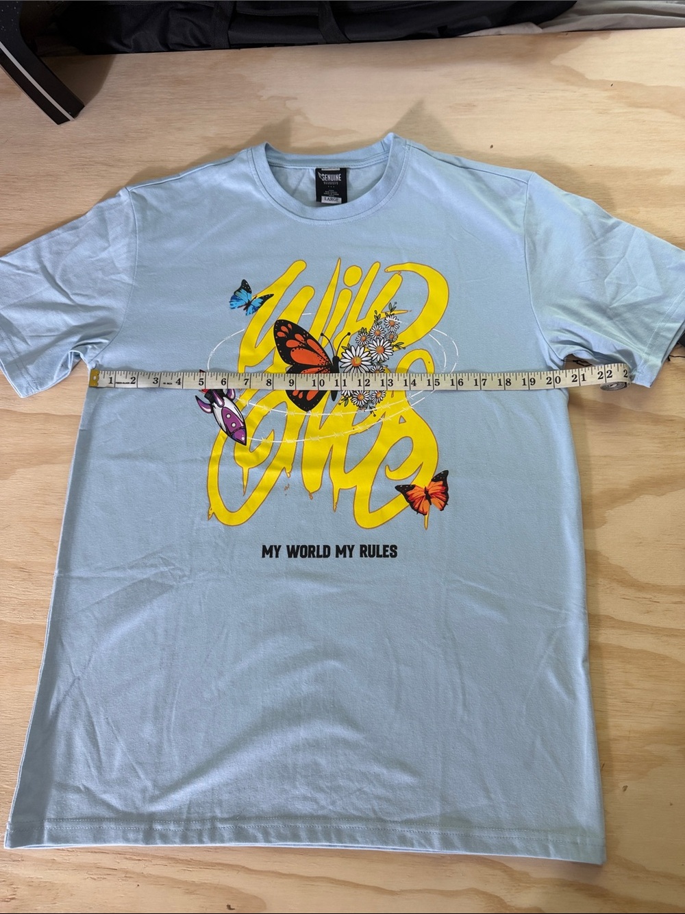 Light Blue Short-Sleeve Kids Tee with Butterfly Graphic - Picture 3 of 6